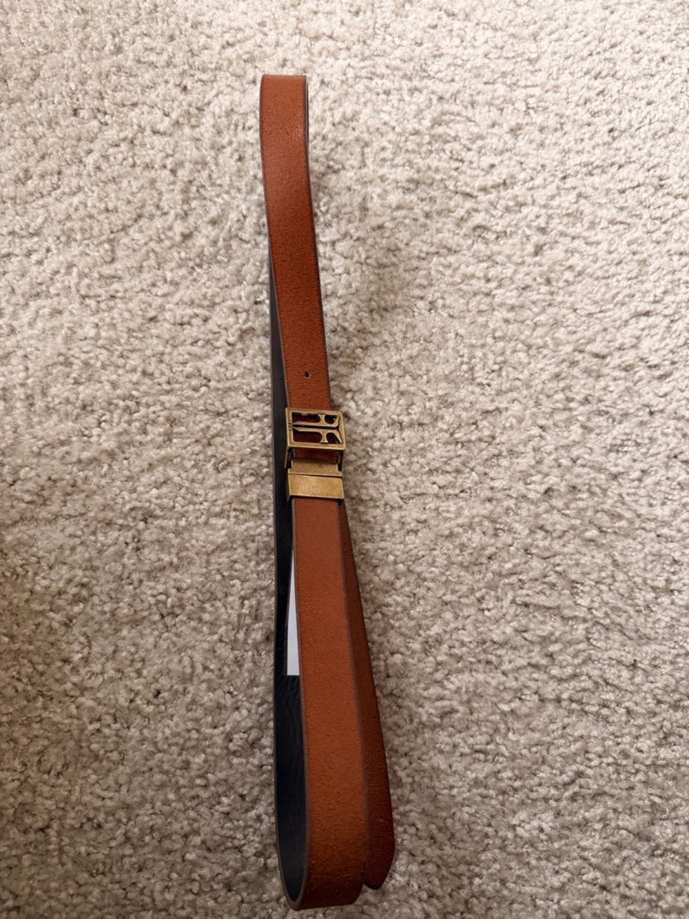 Frye Tan Leather Belt with Brass Buckle